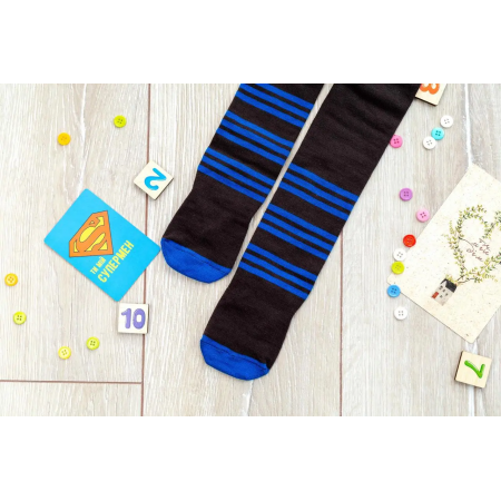 Колготки бавовняні для хлопчика демісезонні красиві зріст 74-80 см чорні в синю смужку
